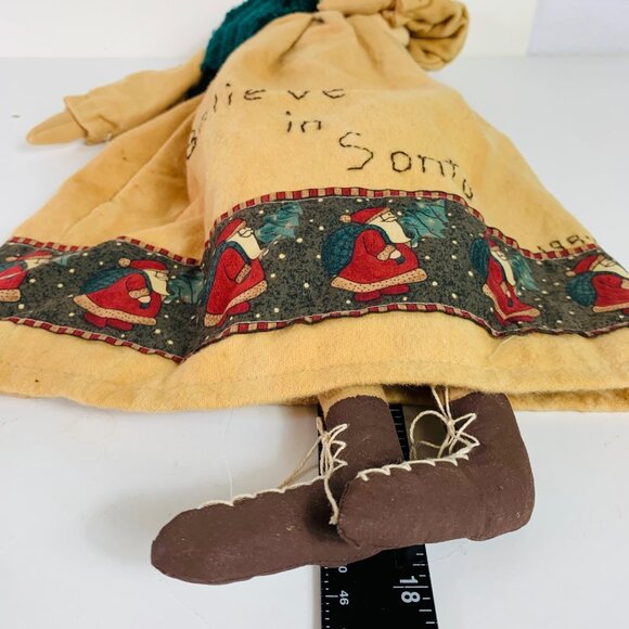 Primitive Christmas Angel Rag Doll Folk Art Handmade Signed VTG Rustic Country - Picture 10 of 16